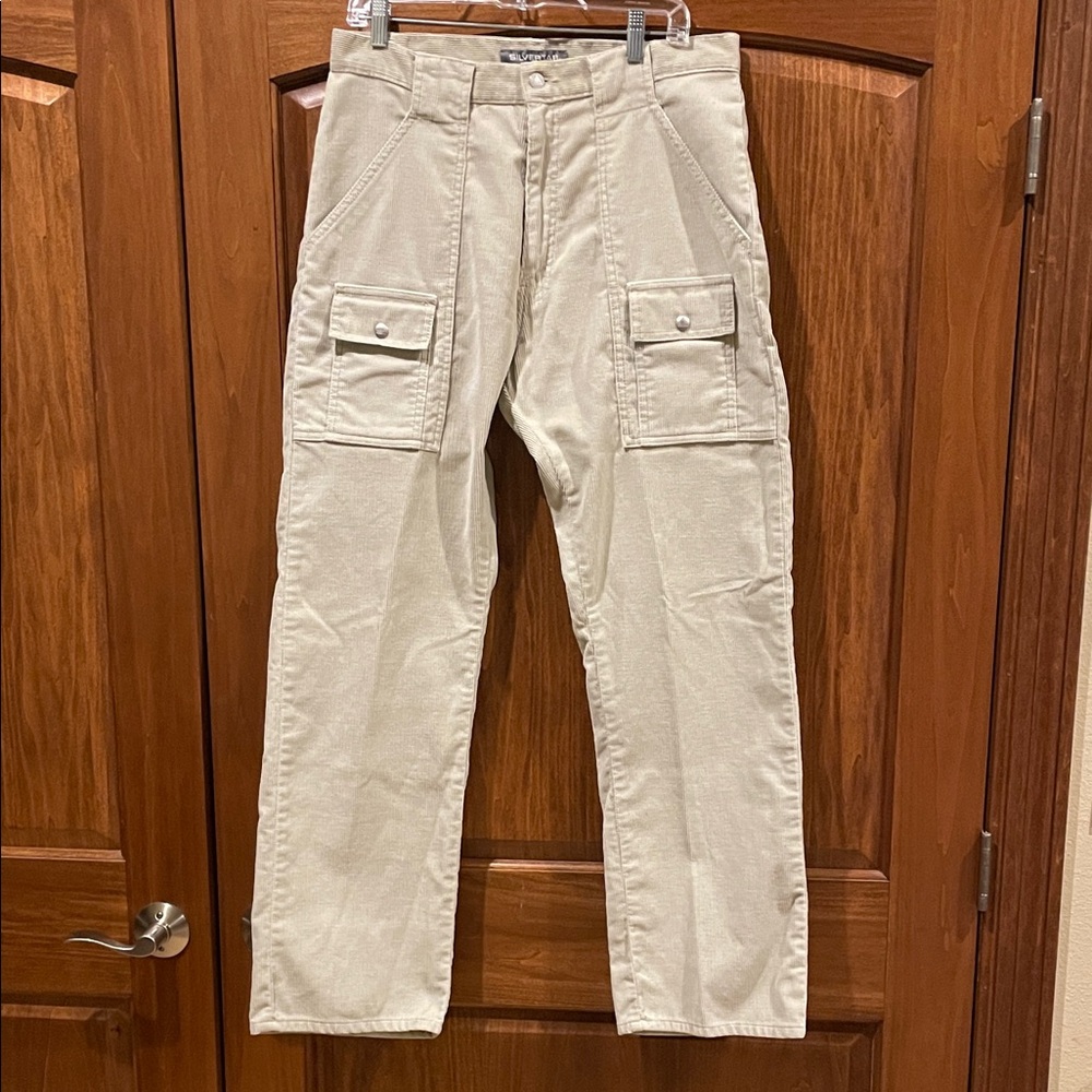 VTG Levis Silver Tab 90’s Men Loose Wide Leg Utility Tan Corduroy Pant NWOT’s 34 - Picture 2 of 14